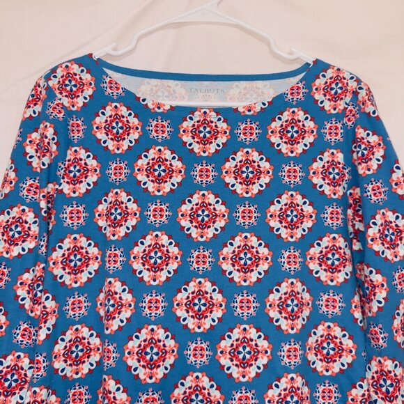 Talbots Pattern Printed Half Sleeve Round Neck Pullover Cotton T-shirt - Picture 4 of 6